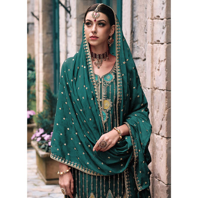 green-embroidered-chinon-semi-stitched-palazzo-suit