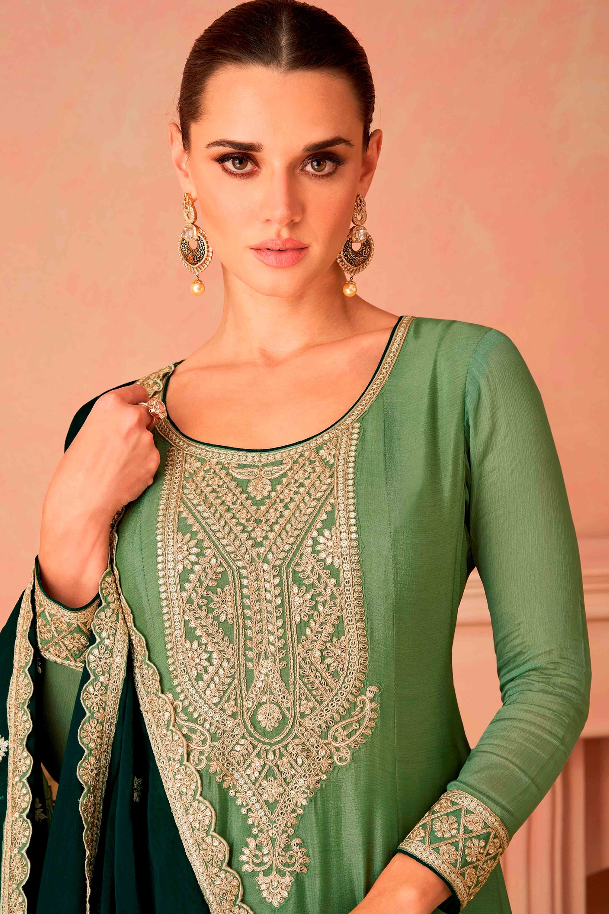 green-floral-sequins-embroidered-chinon-suit