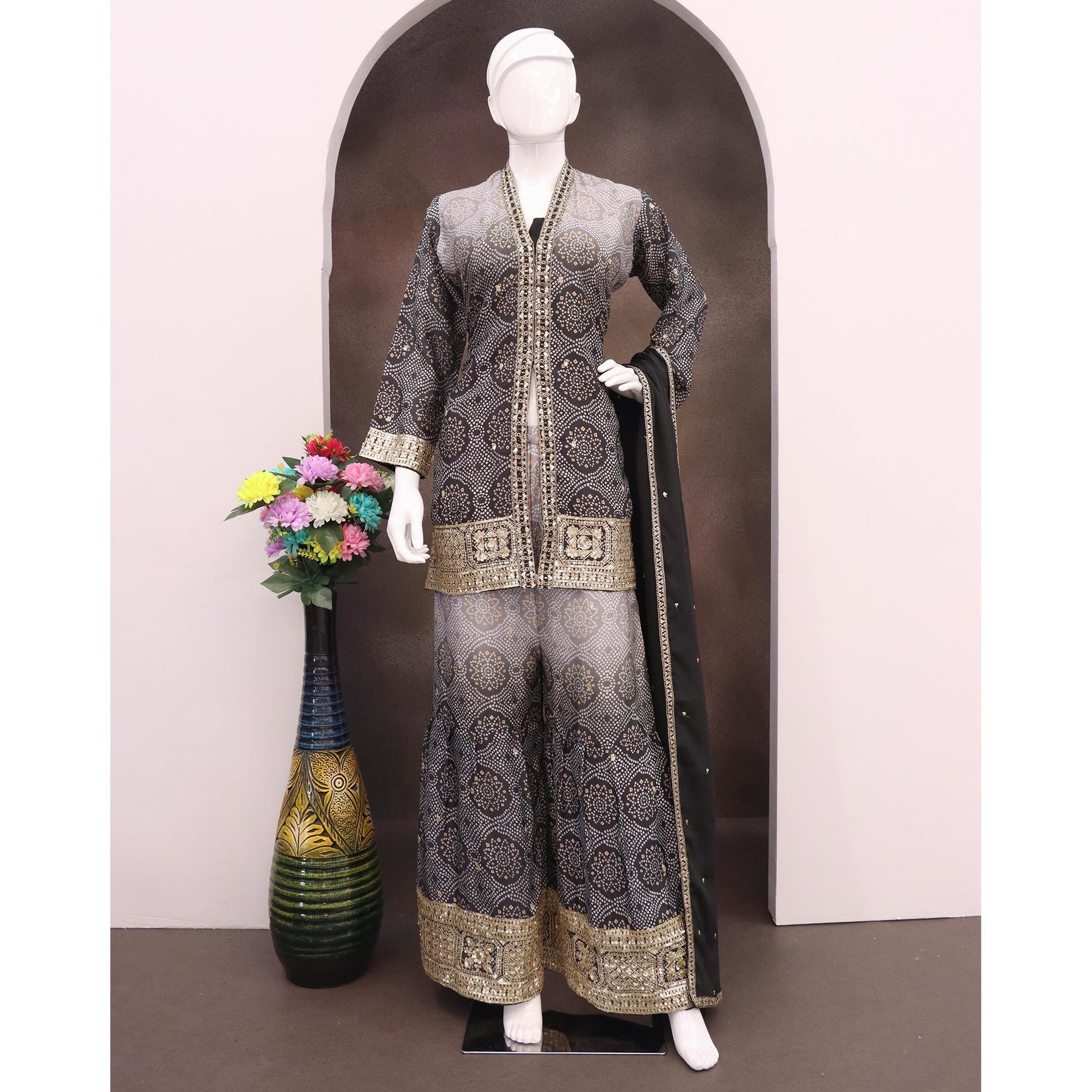 grey-black-bandhani-print-with-sequins-embroidered-chinon-palazzo-suit
