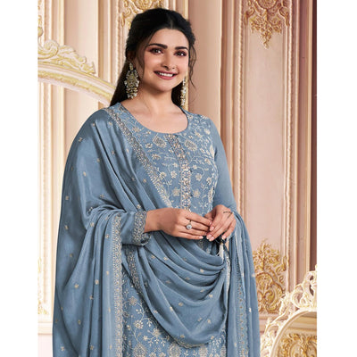 grey-embroidered-with-diamond-work-chinon-silk-semi-stitched-suit