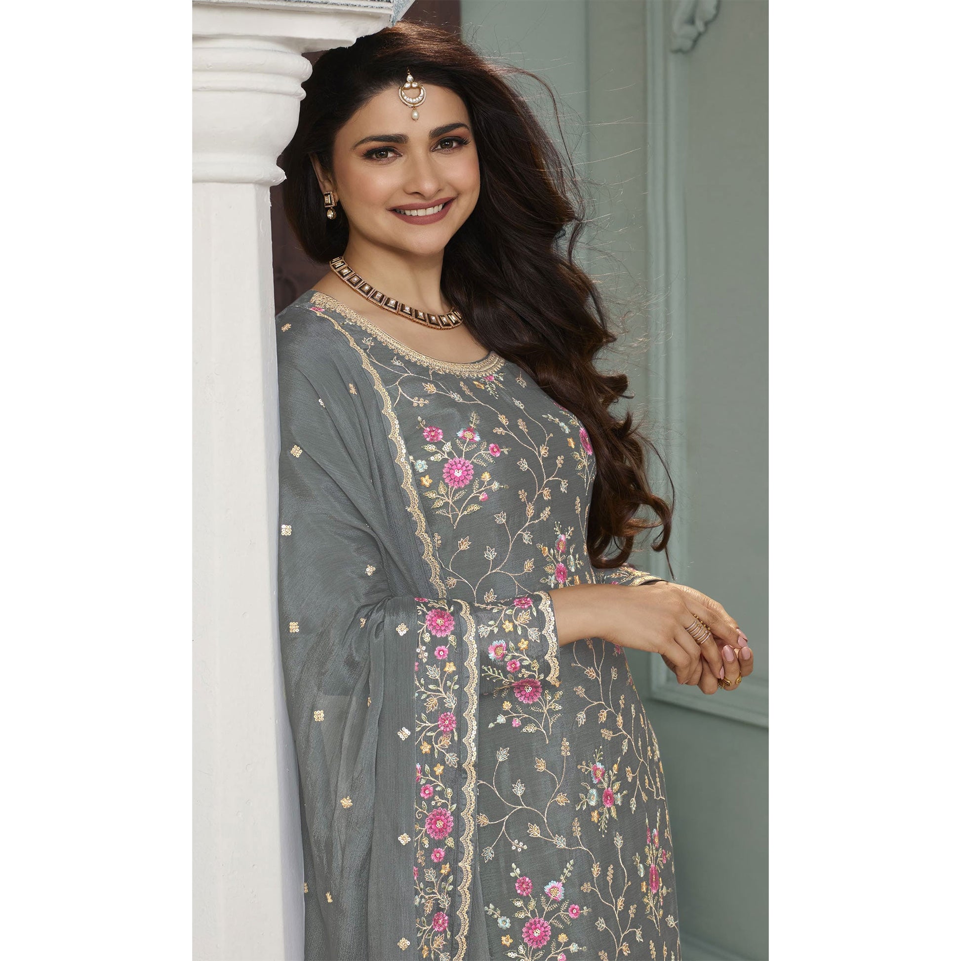grey-floral-embroidered-chinon-sharara-salwar-suit