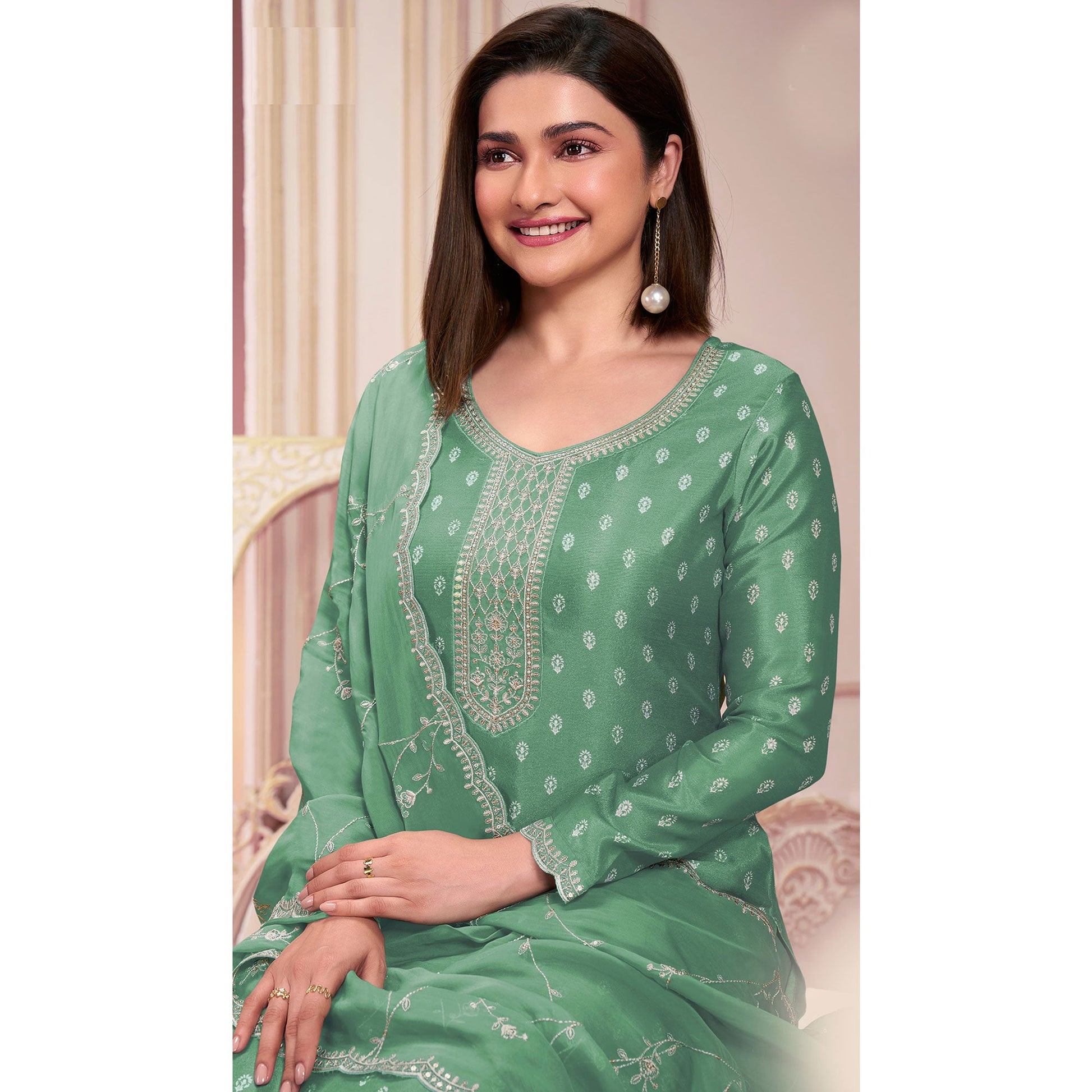 green-floral-sequins-embroidered-silk-georgette-semi-stitched-salwar-suit