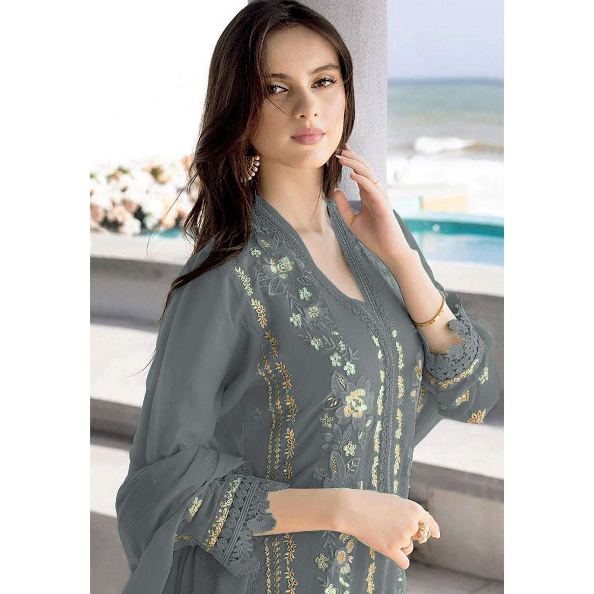grey-floral-embroidered-georgette-semi-stitched-pakistani-suit-2