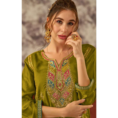 green-floral-embroidered-vichitra-silk-semi-stitched-pakistani-suit