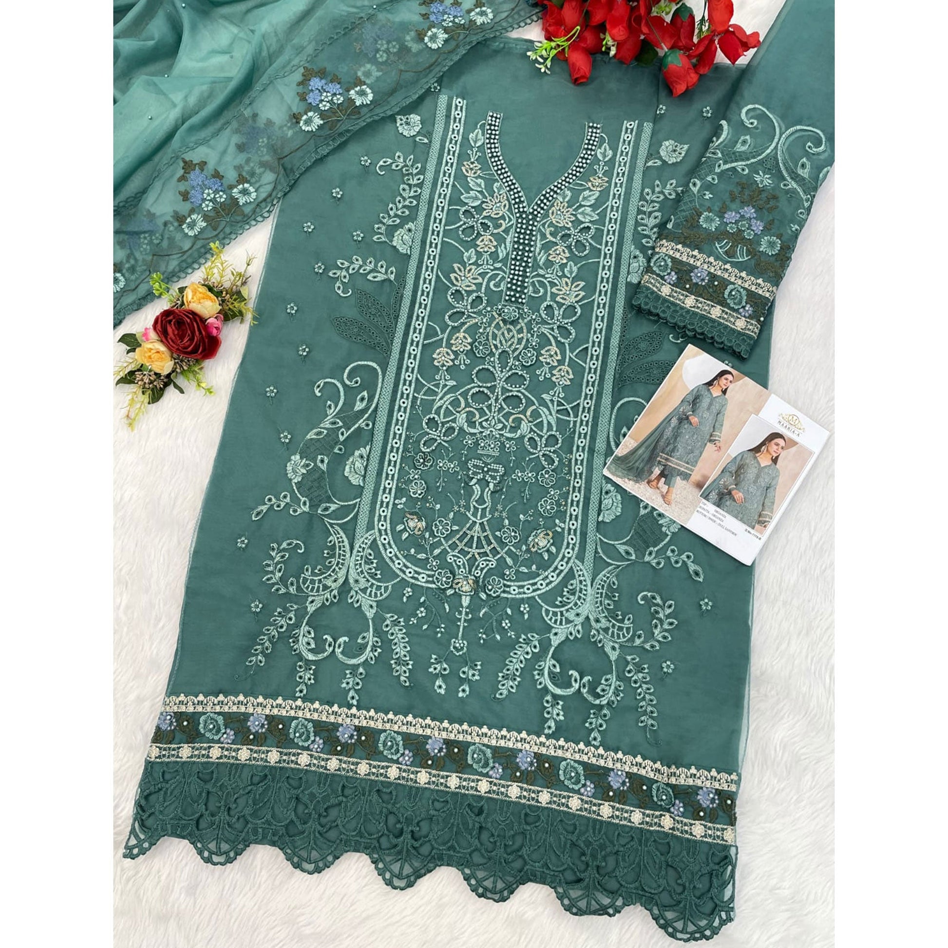 green-floral-sequins-embroidery-with-motiwork-organza-semi-stitched-pakistani-suit