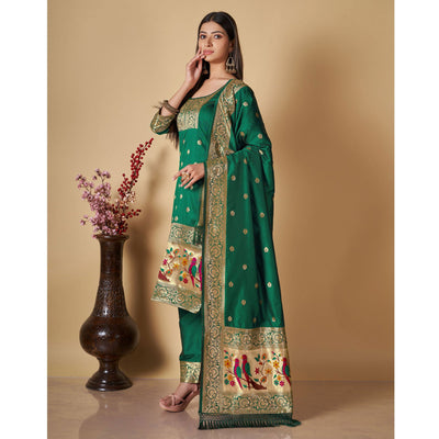 green-floral-woven-banarasi-silk-paithani-dress-material-2