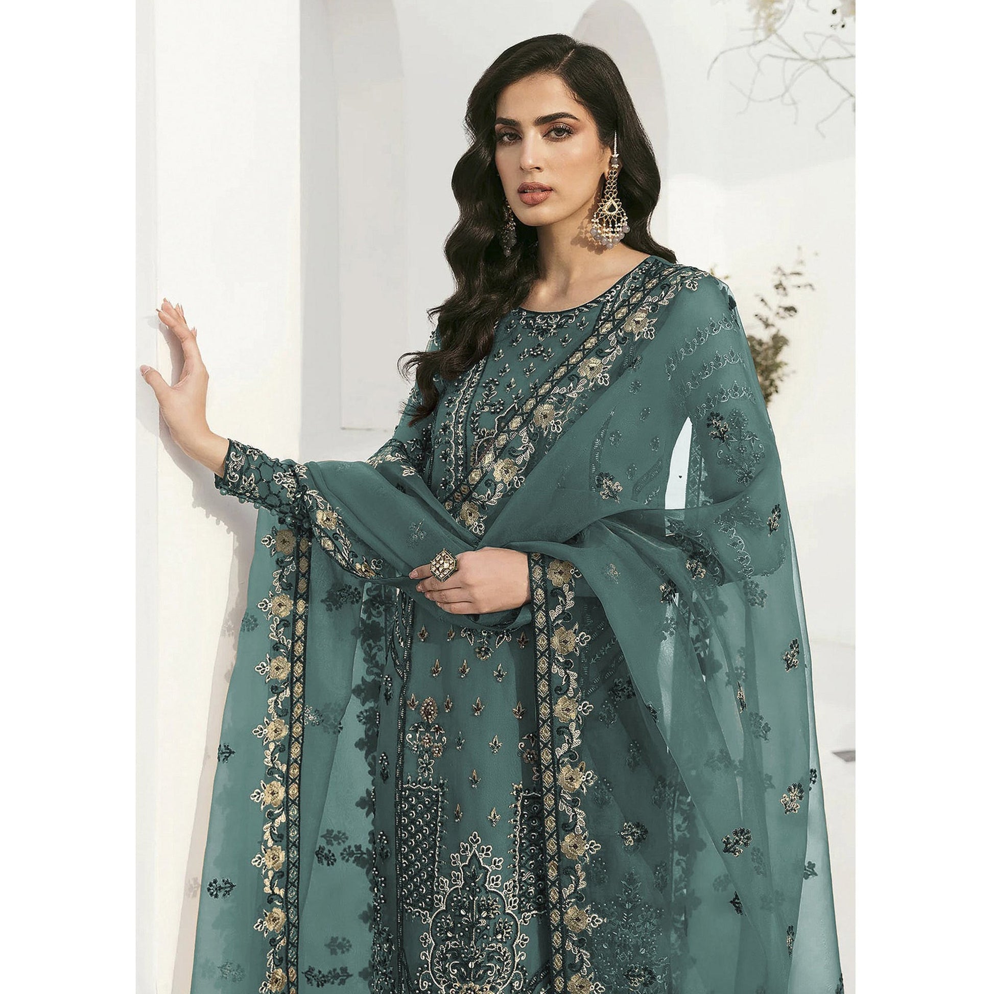 green-floral-embroidered-georgette-semi-stitched-pakistani-suit-1