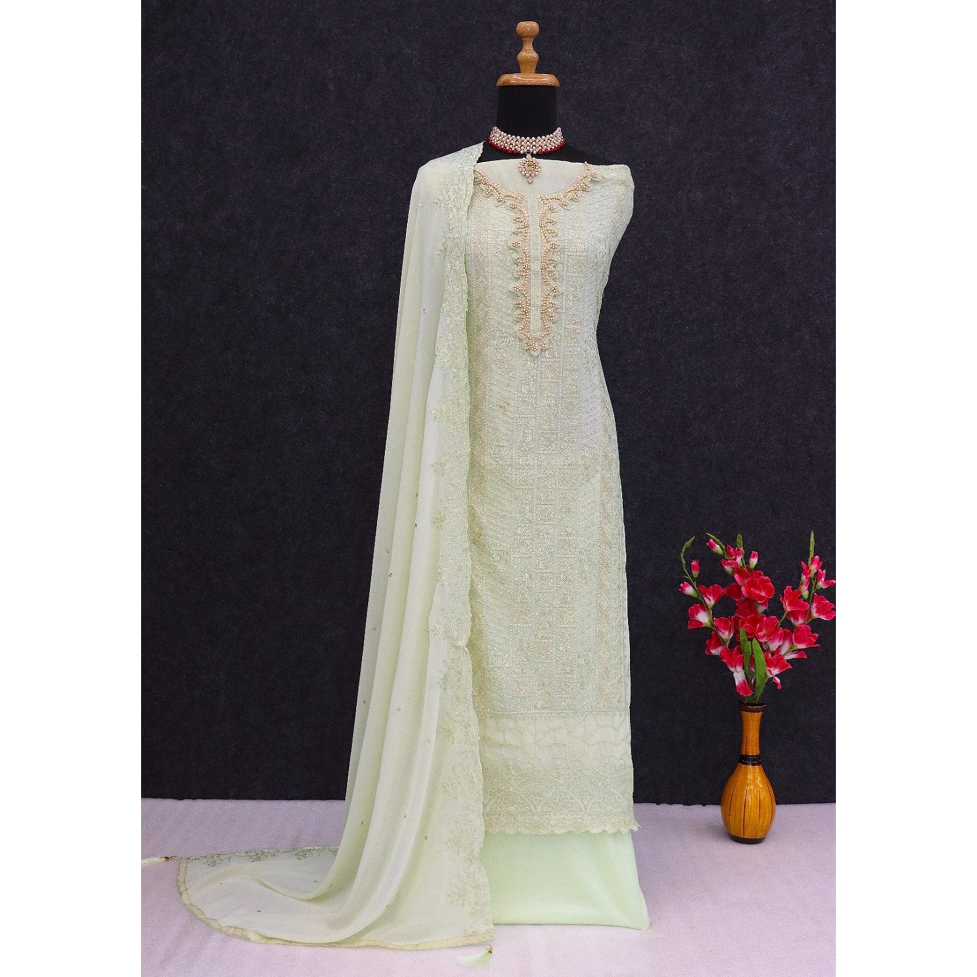 green-embroidered-georgette-semi-stitched-pakistani-suit-2