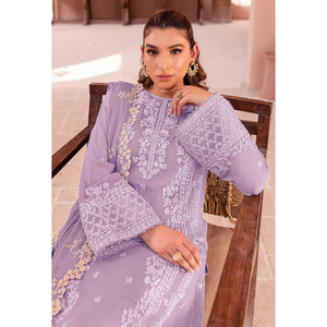 Lavender Floral Sequins Embroidered Georgette Semi Stitched Pakistani Suit