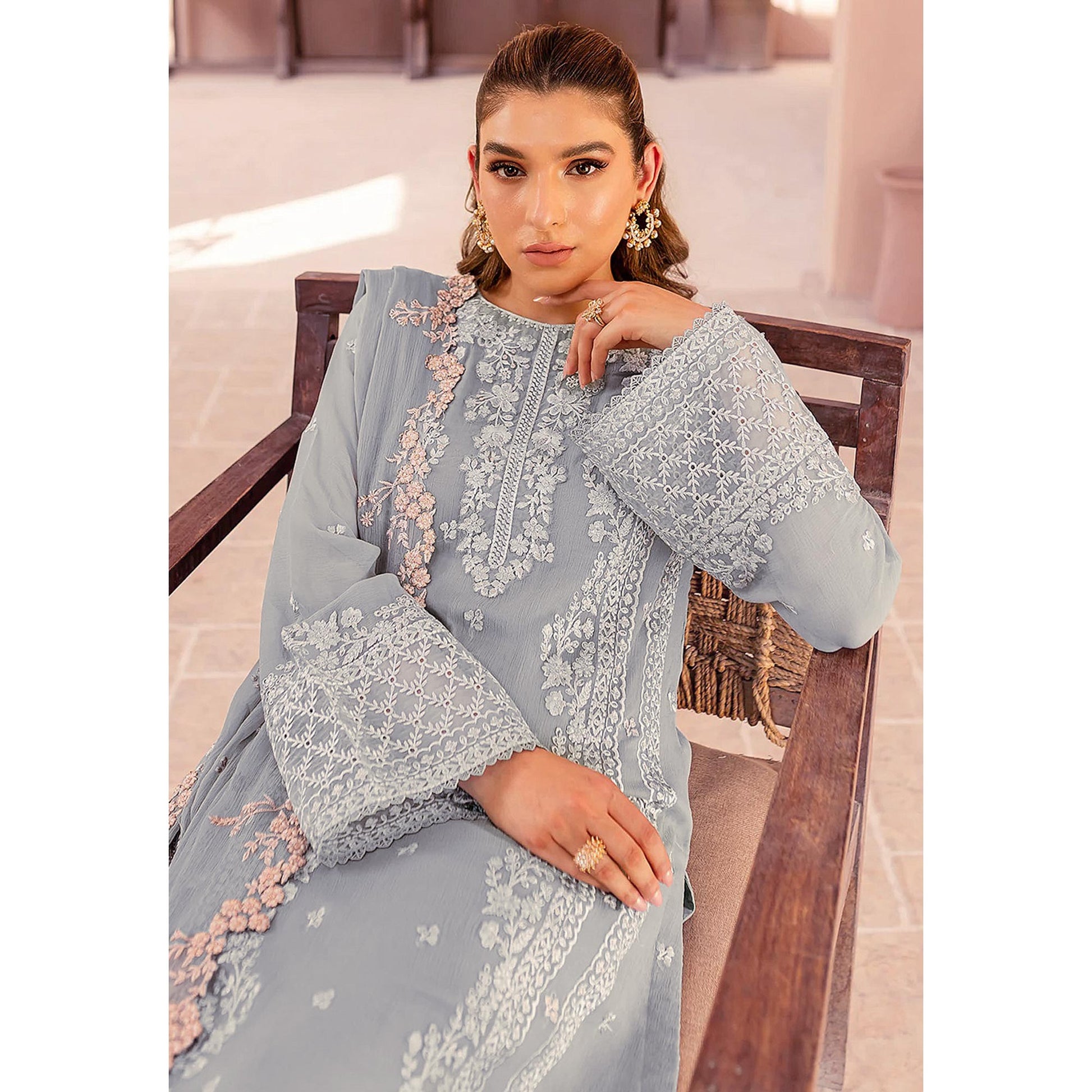 green-floral-sequins-embroidered-georgette-semi-stitched-pakistani-suit-2