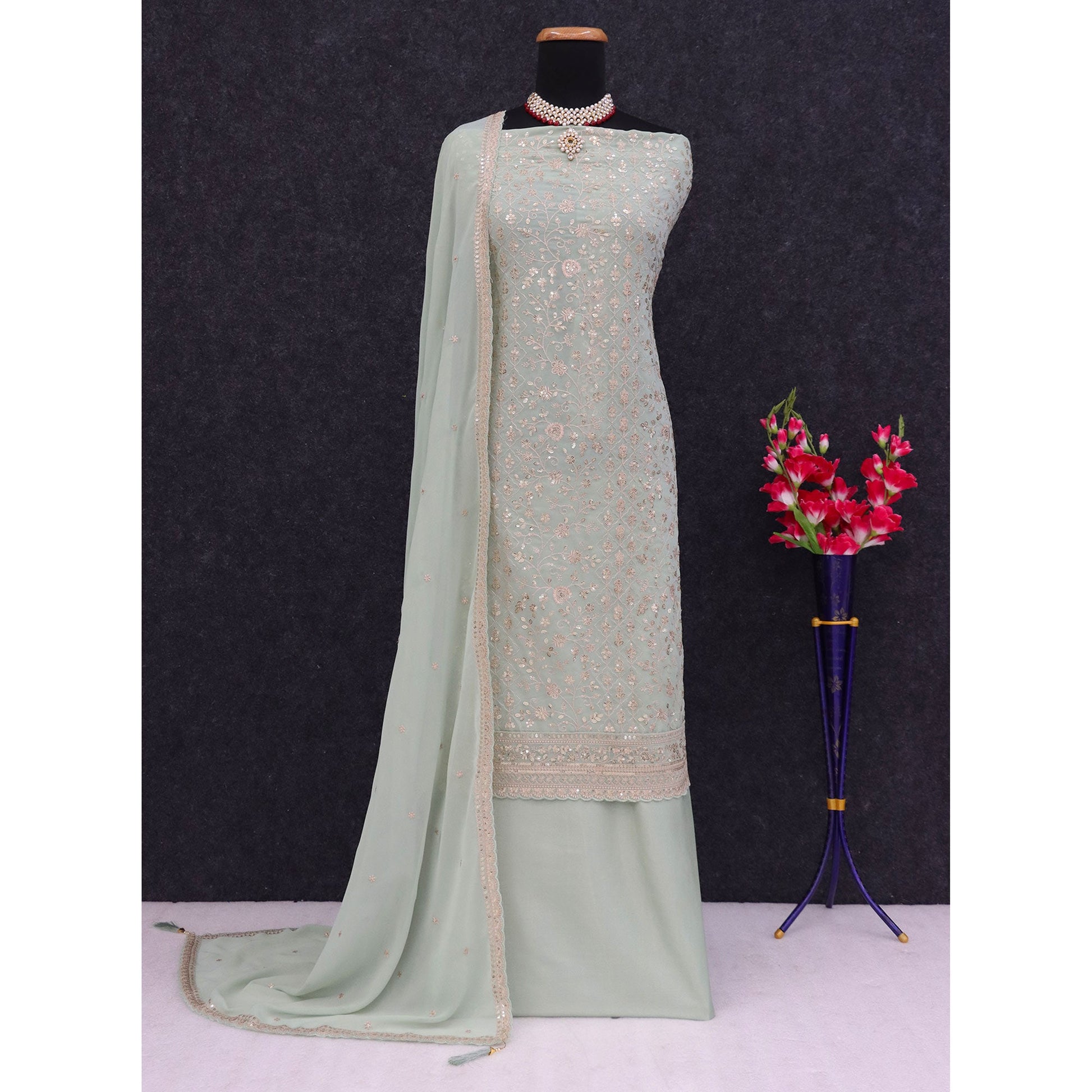 green-floral-sequins-embroidery-georgette-semi-stitched-salwar-suit