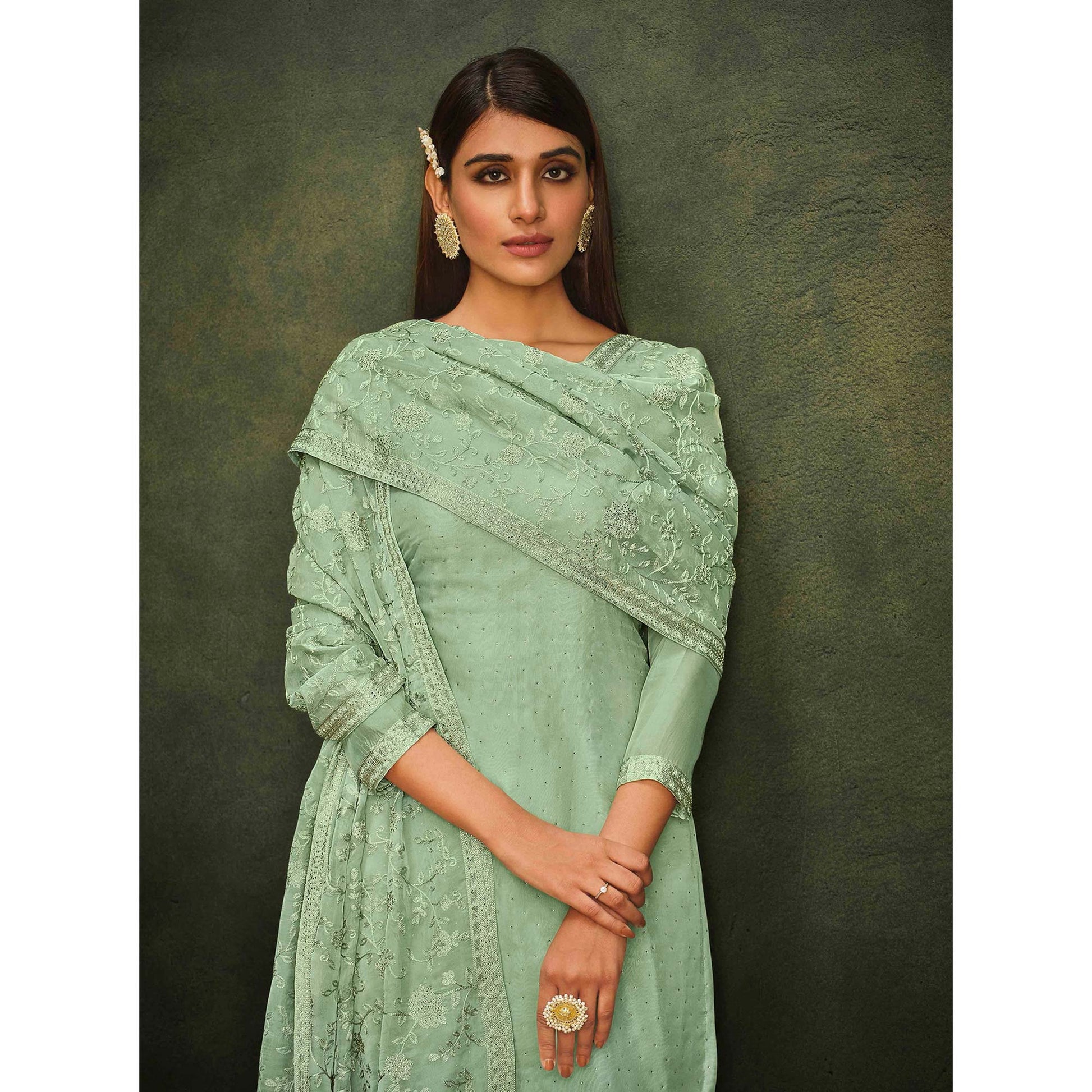 green-swarovski-work-organza-semi-stitched-salwar-suit
