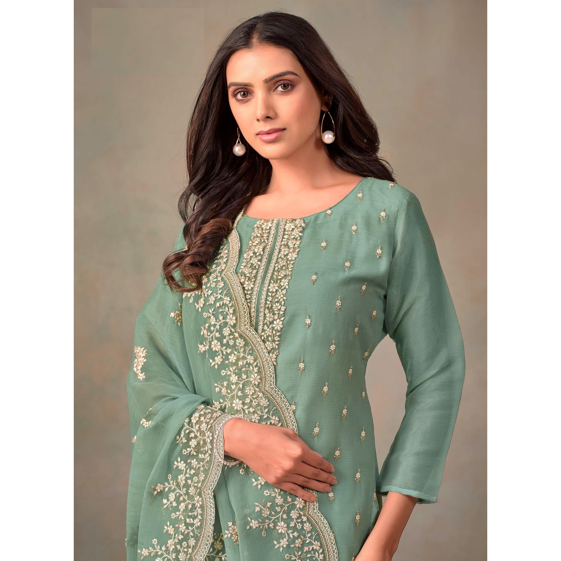 green-floral-sequins-embroidered-organza-semi-stitched-salwar-suit