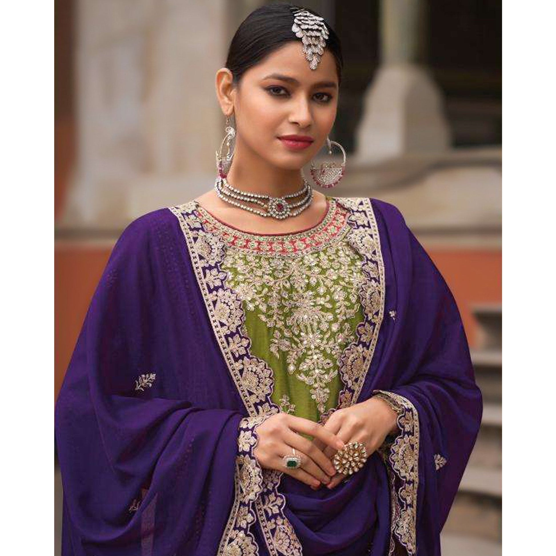 green-floral-sequins-embroidered-chinon-silk-palazzo-suit