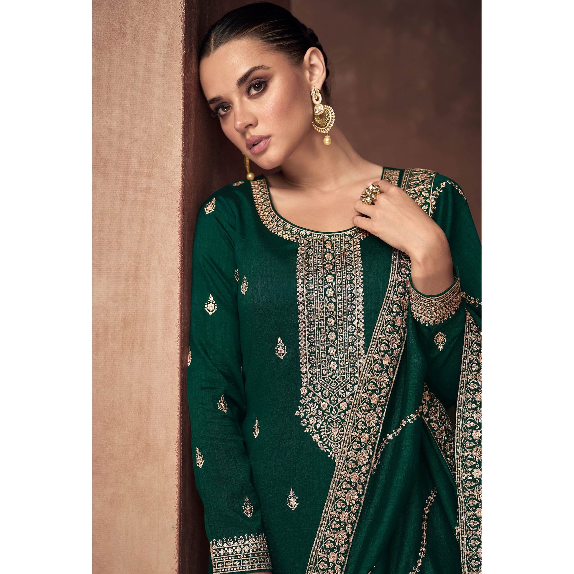 green-floral-embroidered-art-silk-semi-stitched-suit