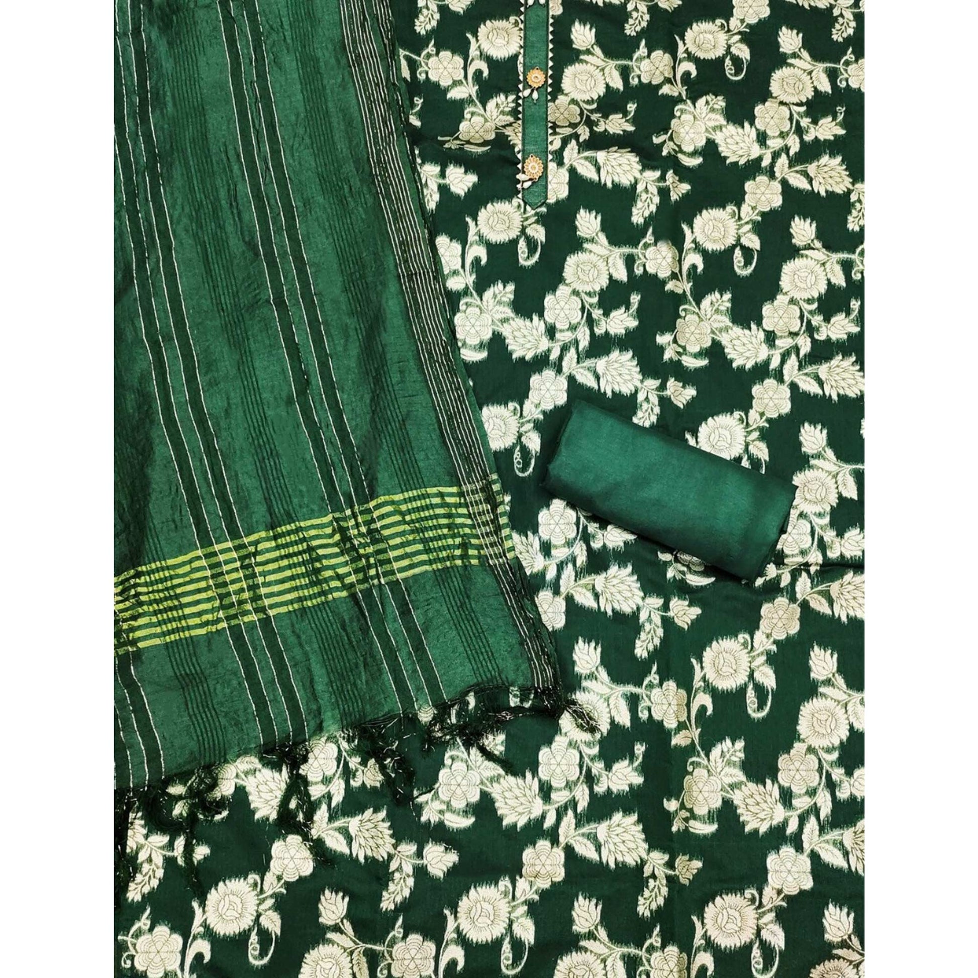 green-floral-woven-modal-dress-material