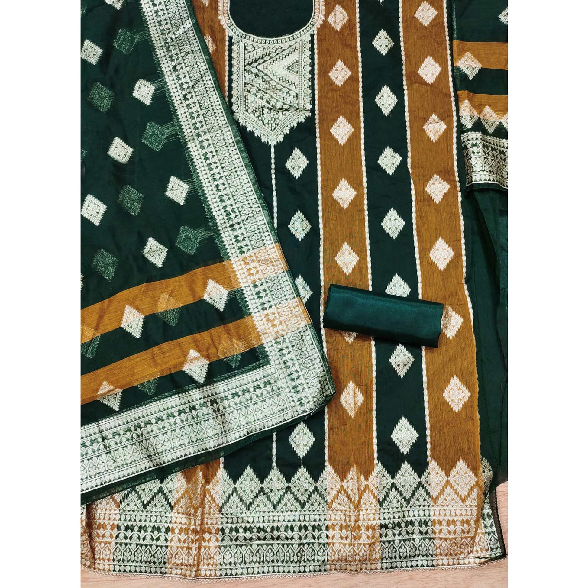 green-woven-chanderi-dress-material-2