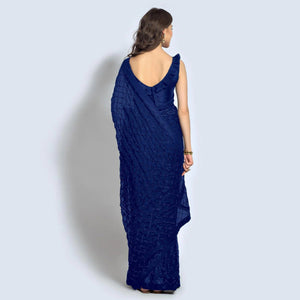 Blue Sequins Work Georgette Saree