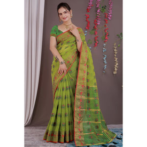 green-floral-woven-cotton-silk-saree-with-tassels-9