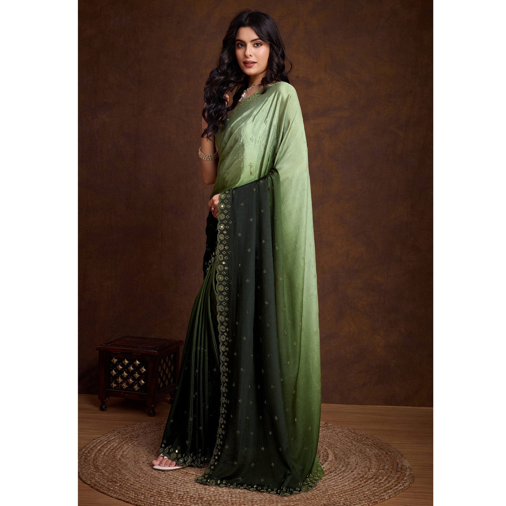 green-ombre-chinon-saree-with-mirror-border