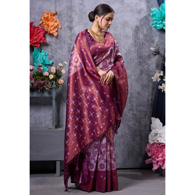 Lavender Woven Kanjivaram Silk Saree