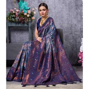 Blue Woven Kanjivaram Silk Saree