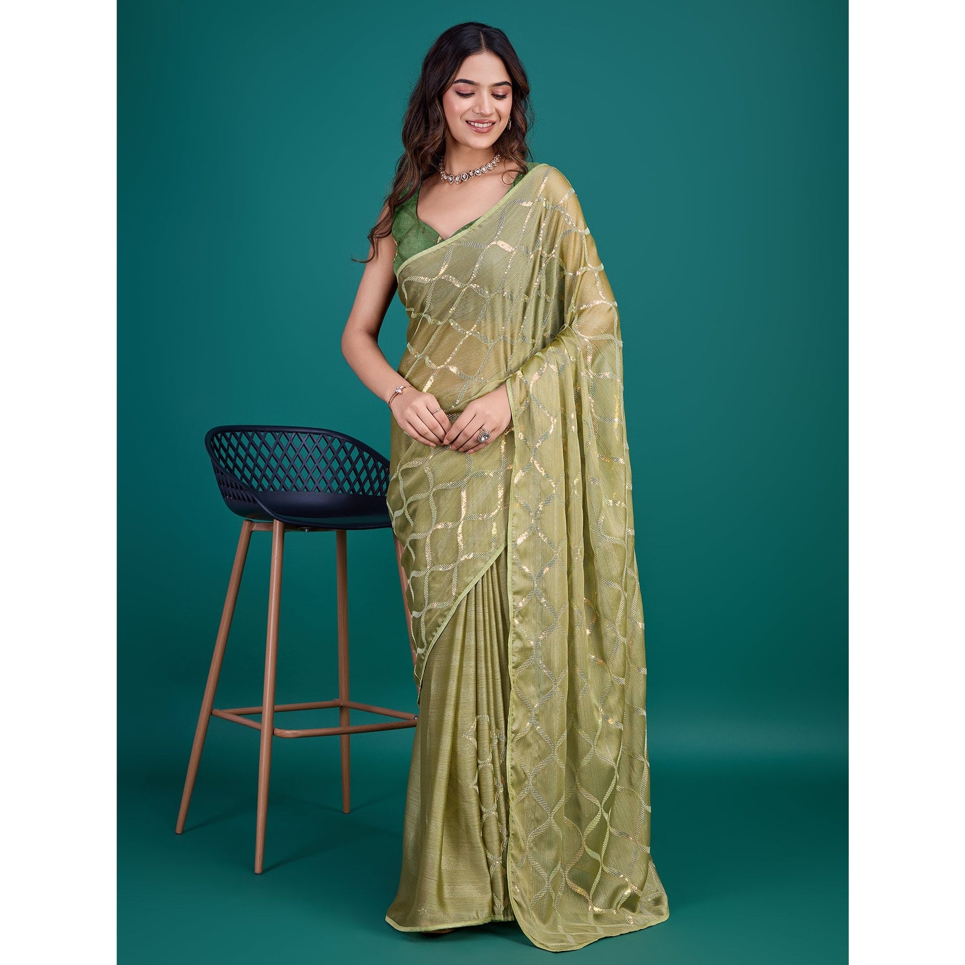 green-sequins-embroidered-georgette-saree-9