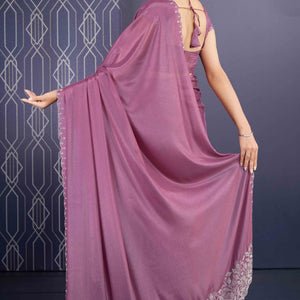 Mauve Swarovski Work Embellished Georgette Saree