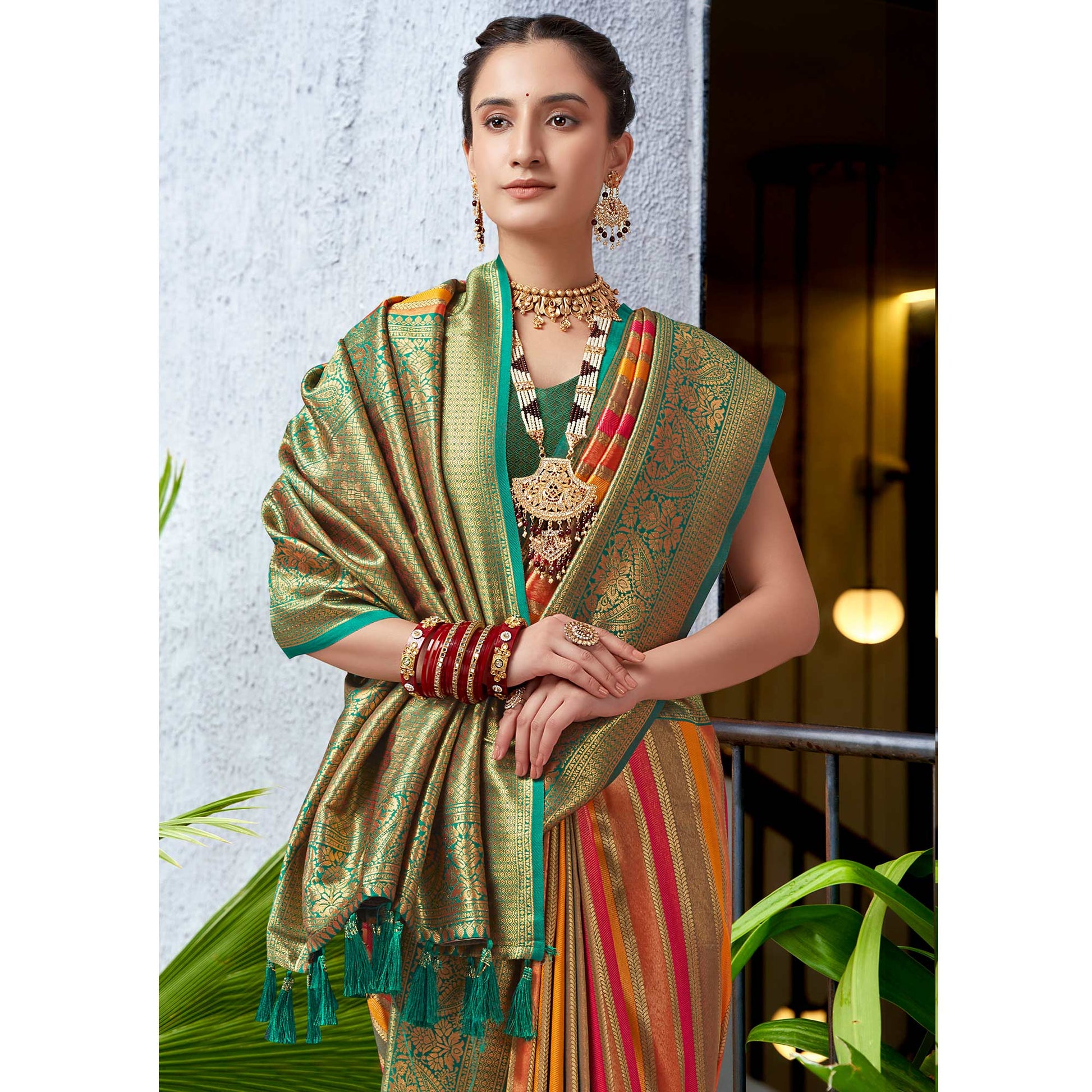 Multicolor Floral Woven Kanjivaram Silk Saree