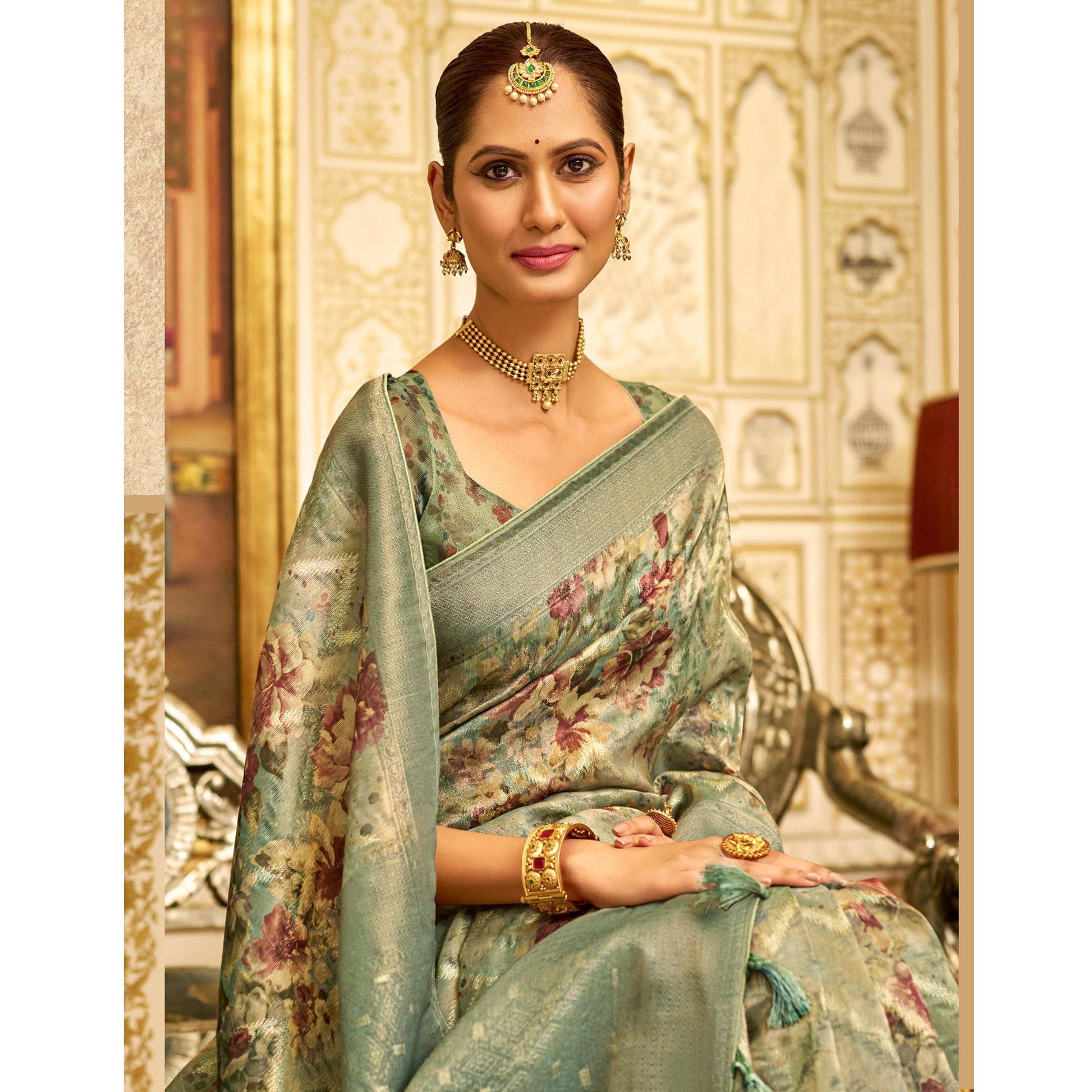 green-floral-digital-printed-tissue-saree-with-tassels-1