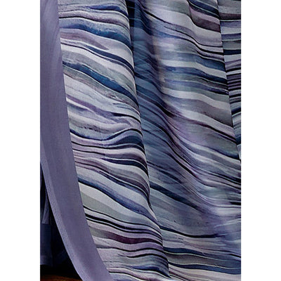 Light Purple Digital Printed Satin Saree
