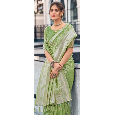 green-woven-cotton-silk-saree-with-tassels-16