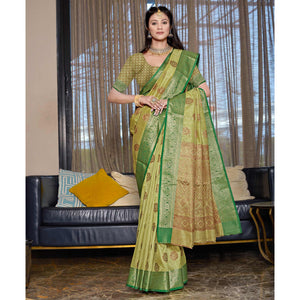 green-floral-woven-cotton-blend-saree-1
