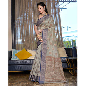 grey-floral-woven-cotton-blend-saree