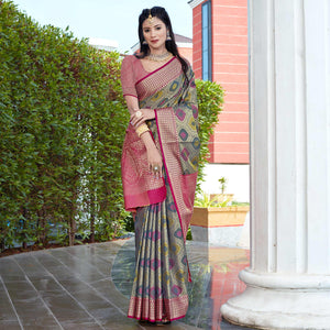 Grey Woven Art Silk Saree