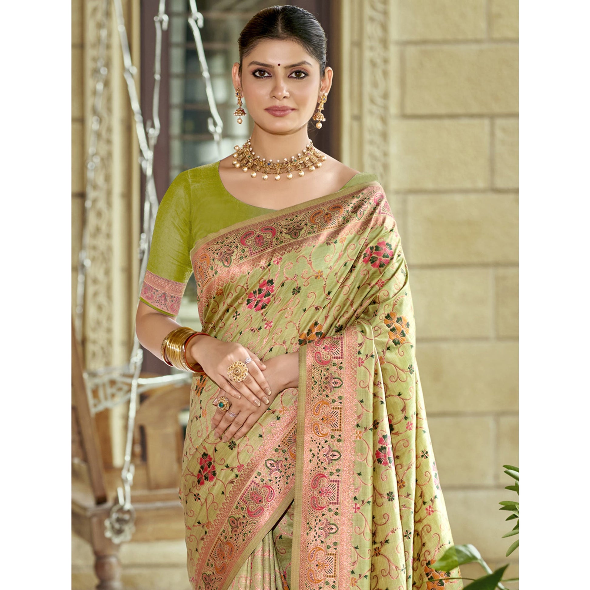 green-floral-zari-weaving-cotton-silk-saree