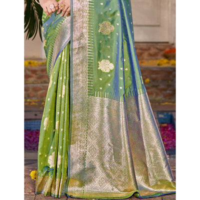 green-floral-woven-banarasi-silk-saree-with-tassels-12