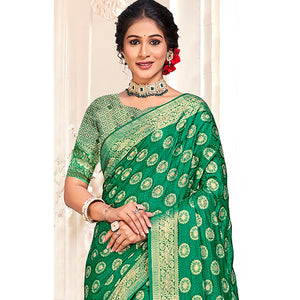 green-floral-woven-cotton-silk-saree-with-tassels-2