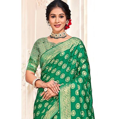 green-floral-woven-cotton-silk-saree-with-tassels-2