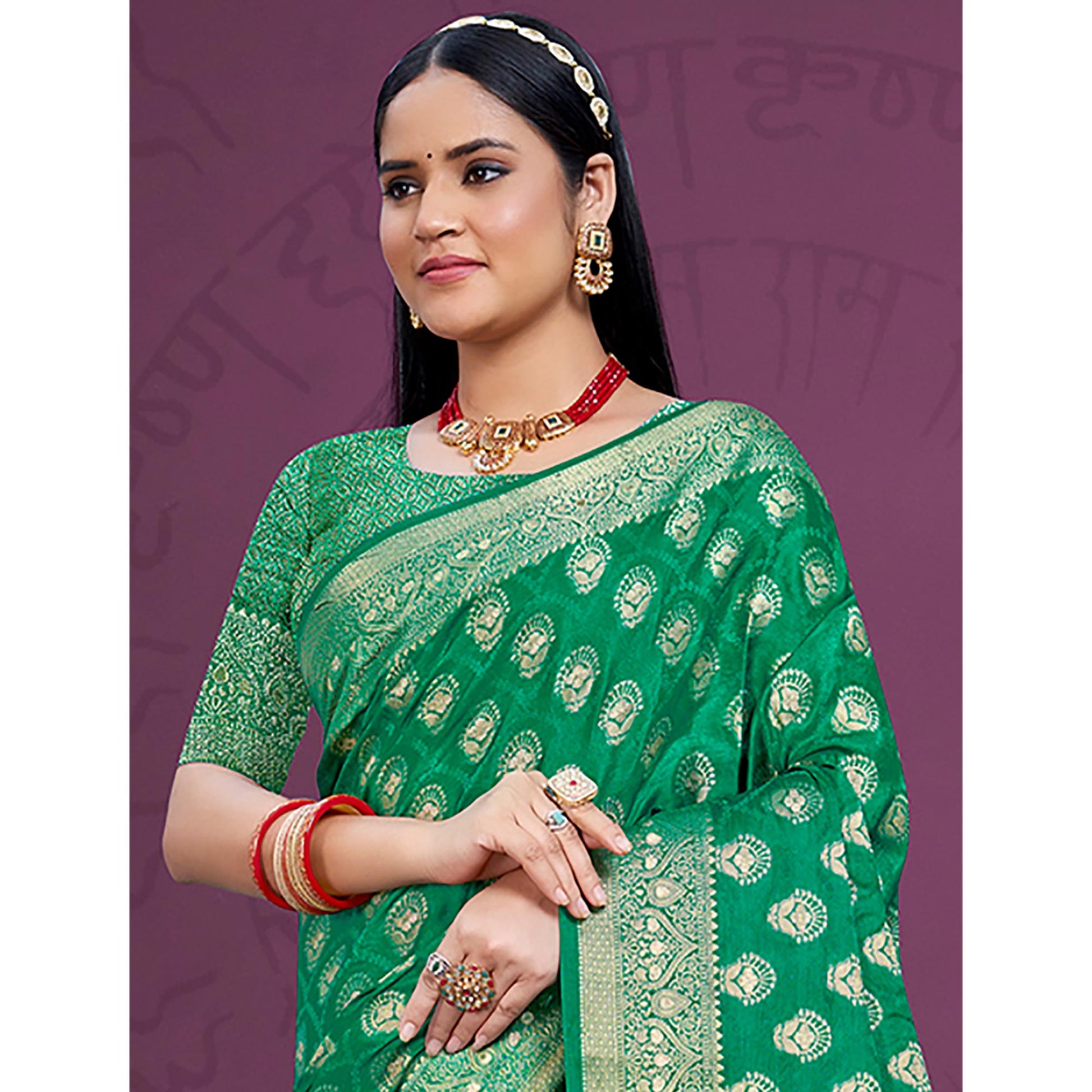 green-floral-woven-cotton-silk-saree-with-tassels-5