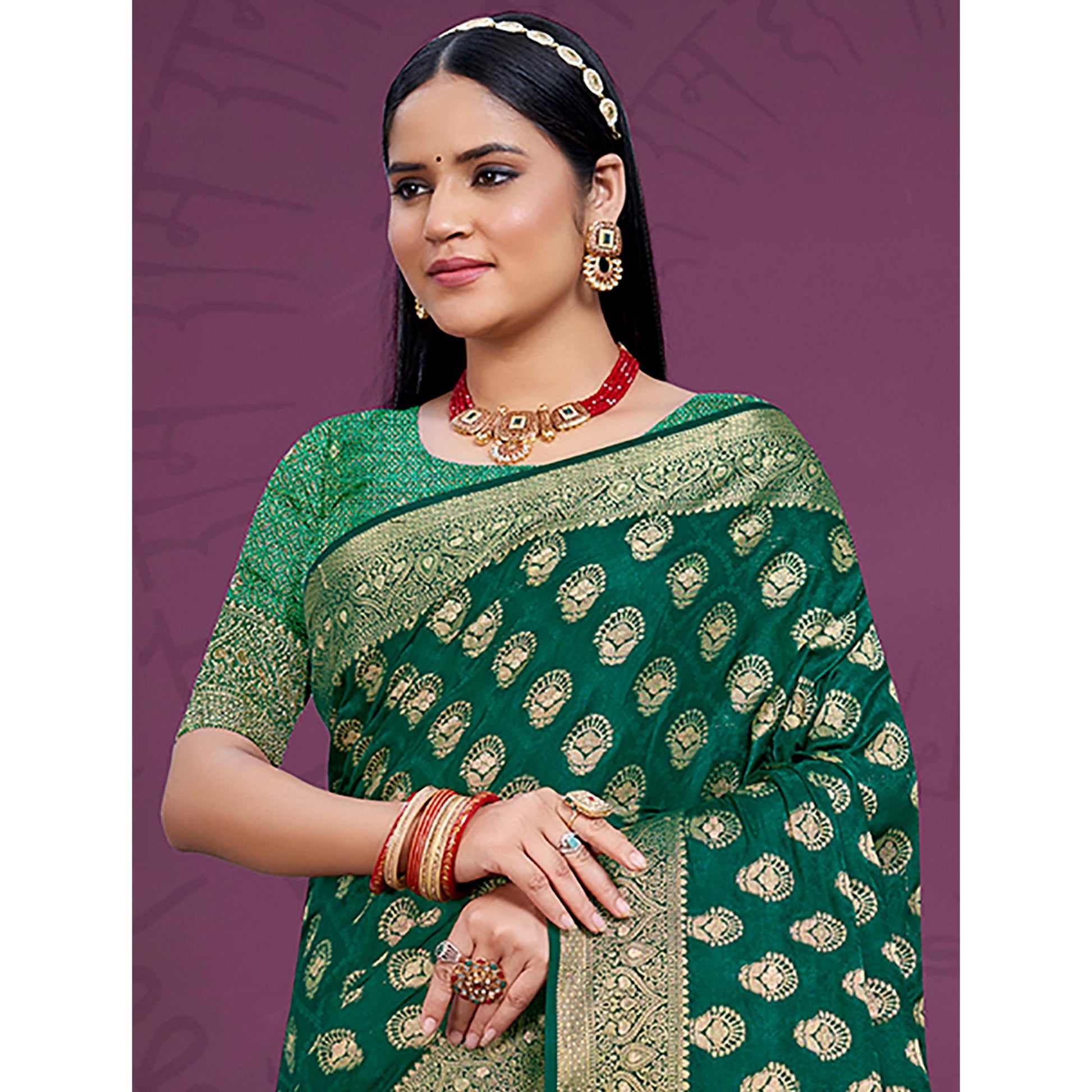 green-floral-woven-cotton-silk-saree-with-tassels-6