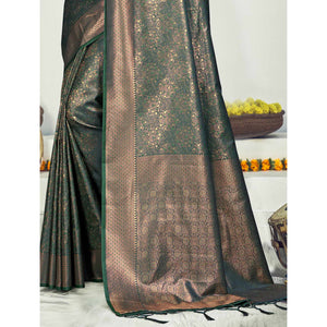 green-floral-woven-banarasi-silk-saree-with-tassels-10