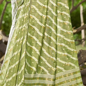 green-printed-with-woven-linen-cotton-saree-with-tassels