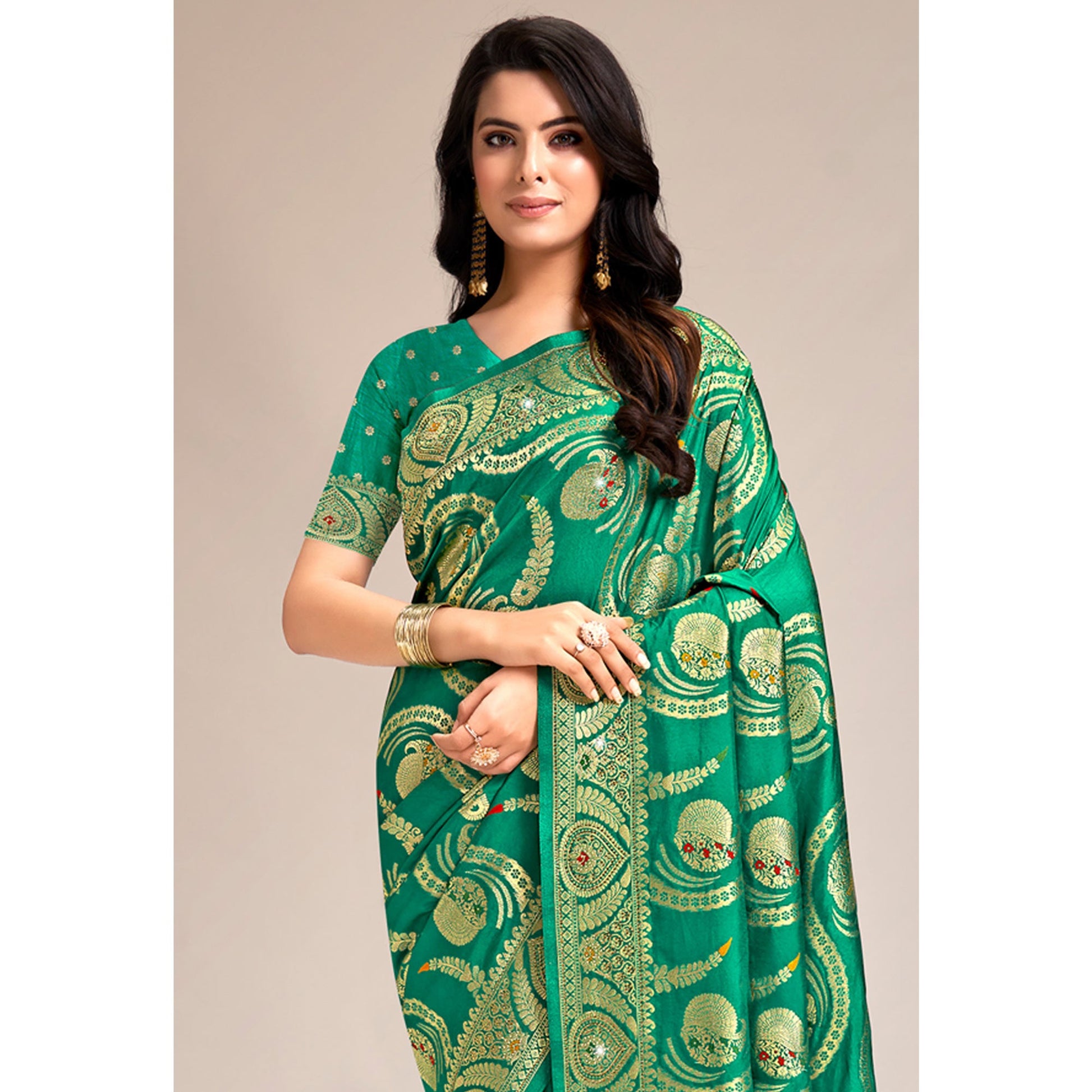 green-woven-banarasi-silk-saree-with-tassels-13