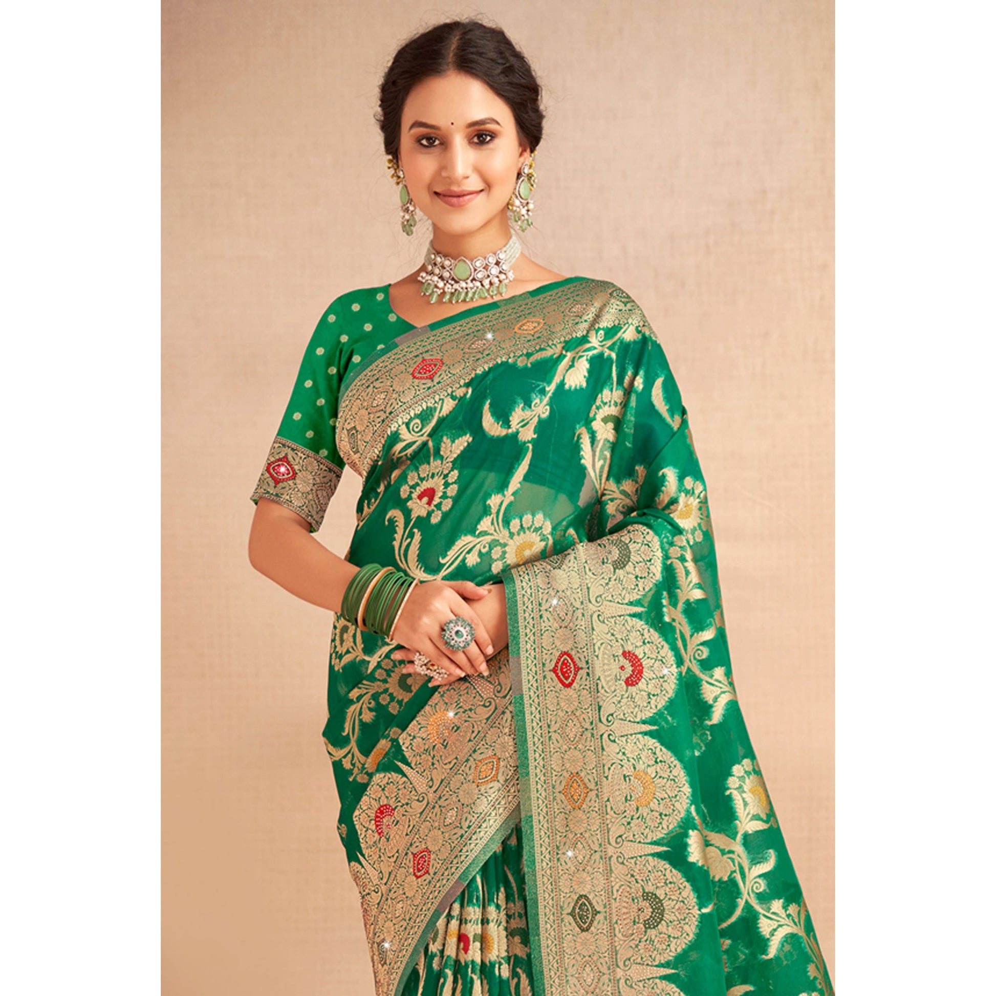 green-woven-organza-saree-with-tassels-26