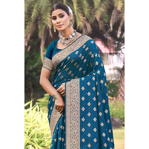 Morpich Floral Woven Kanjivaram Silk Saree With Tassels