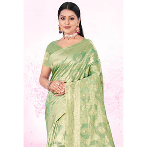 green-woven-cotton-blend-saree-1