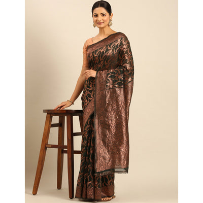 green-floral-woven-cotton-silk-saree-2