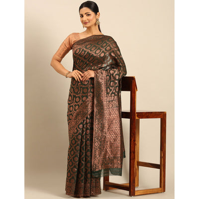 green-floral-woven-cotton-silk-saree-3