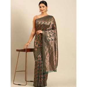 green-floral-woven-cotton-silk-saree-7